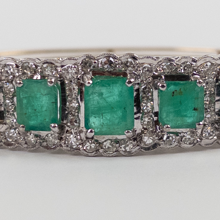 14K Gold, Emerald and Diamond Bracelet