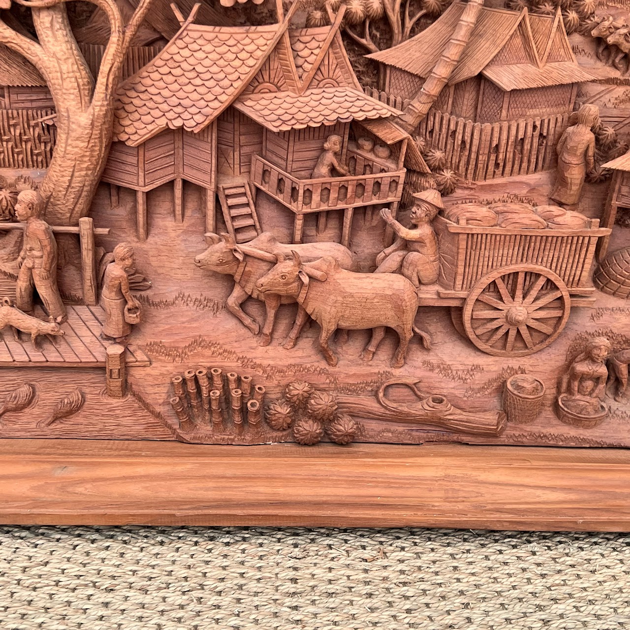 Filipino Teak Three-Dimensional Large Scale Wood Carving