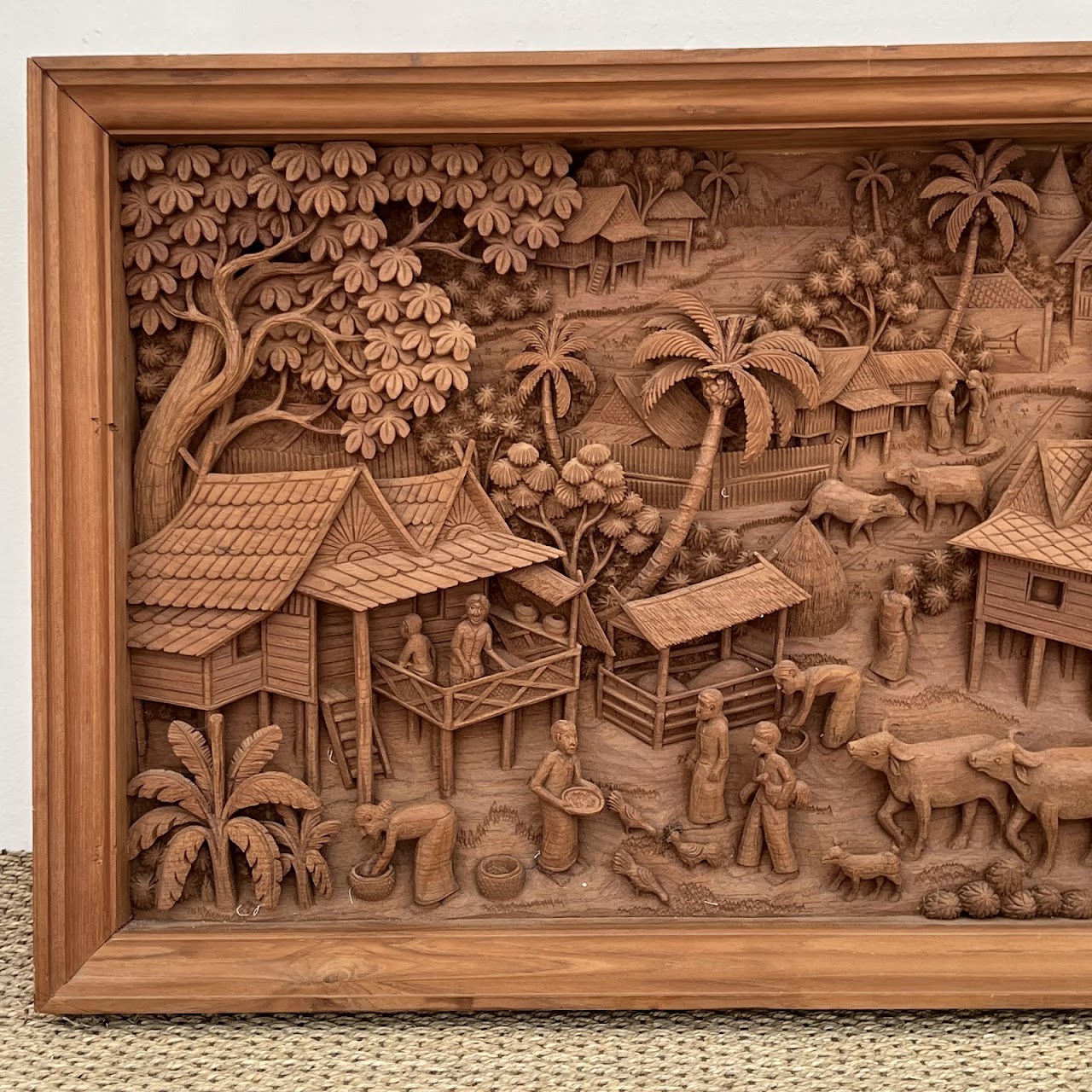 Filipino Teak Three-Dimensional Large Scale Wood Carving