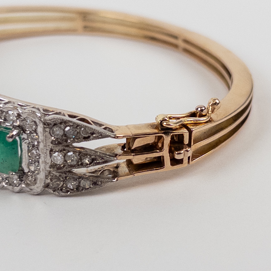 14K Gold, Emerald and Diamond Bracelet