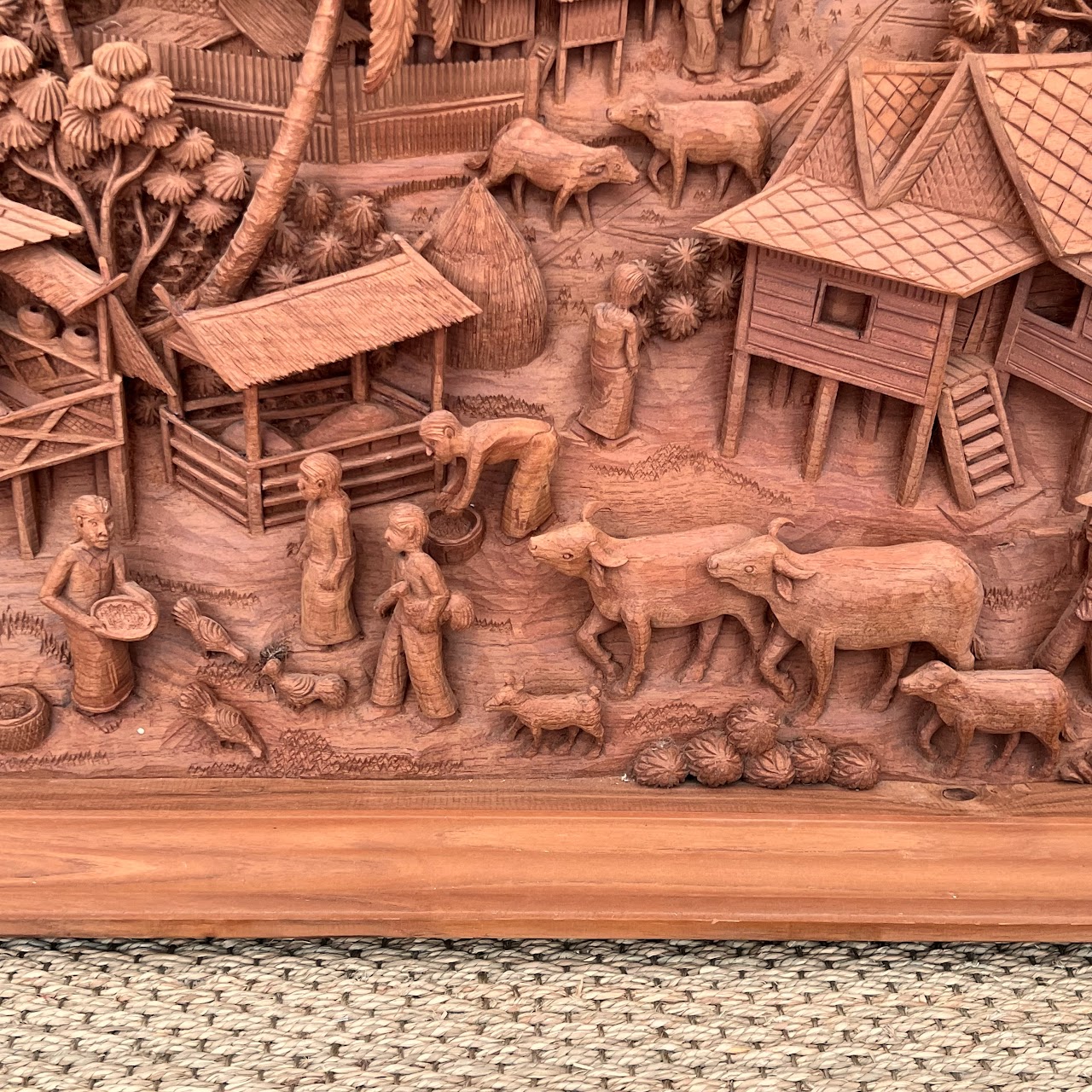 Filipino Teak Three-Dimensional Large Scale Wood Carving