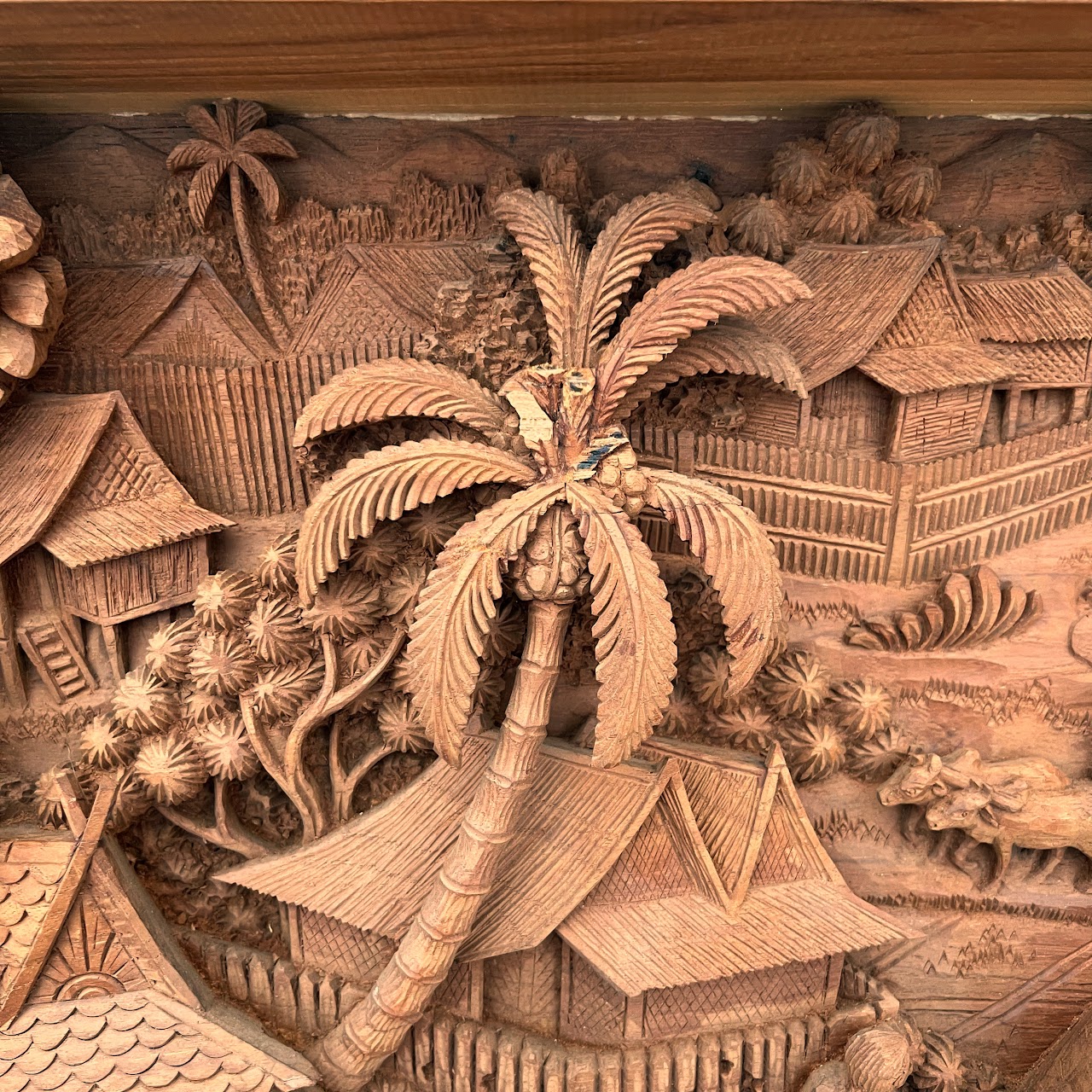 Filipino Teak Three-Dimensional Large Scale Wood Carving