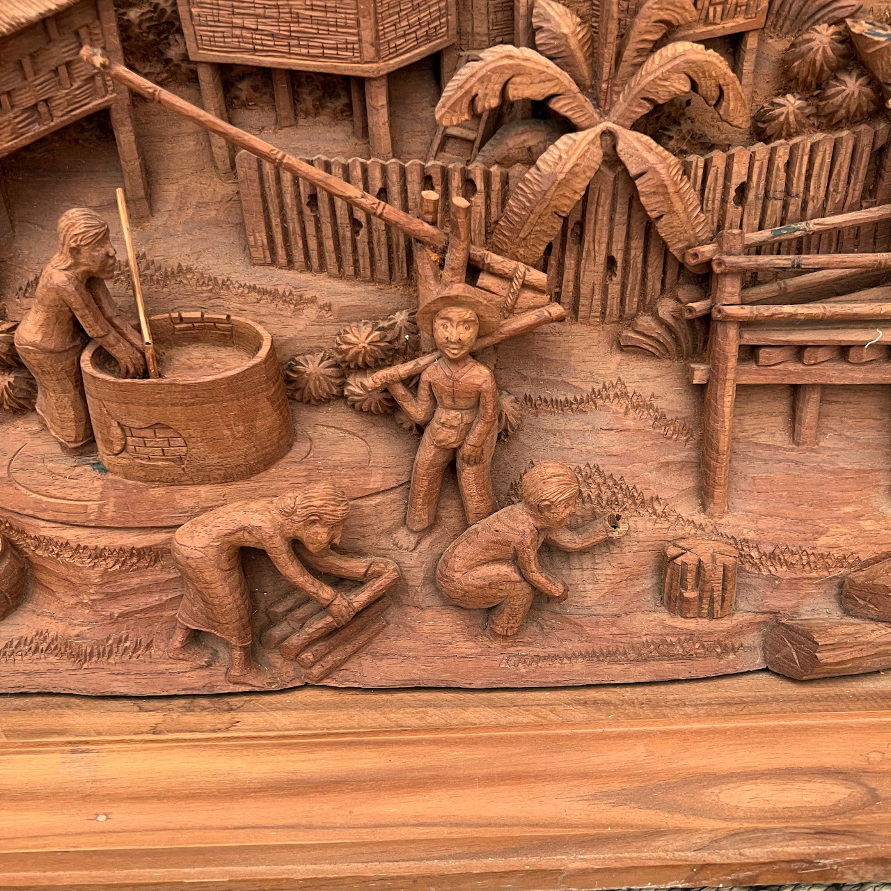 Filipino Teak Three-Dimensional Large Scale Wood Carving