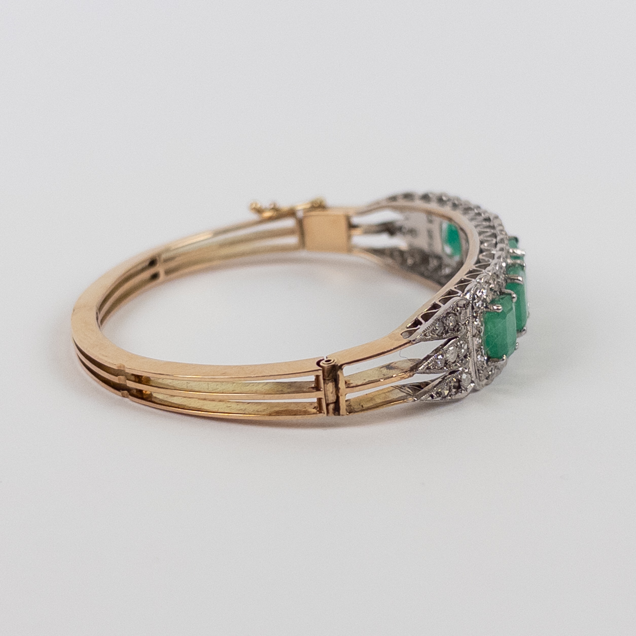 14K Gold, Emerald and Diamond Bracelet