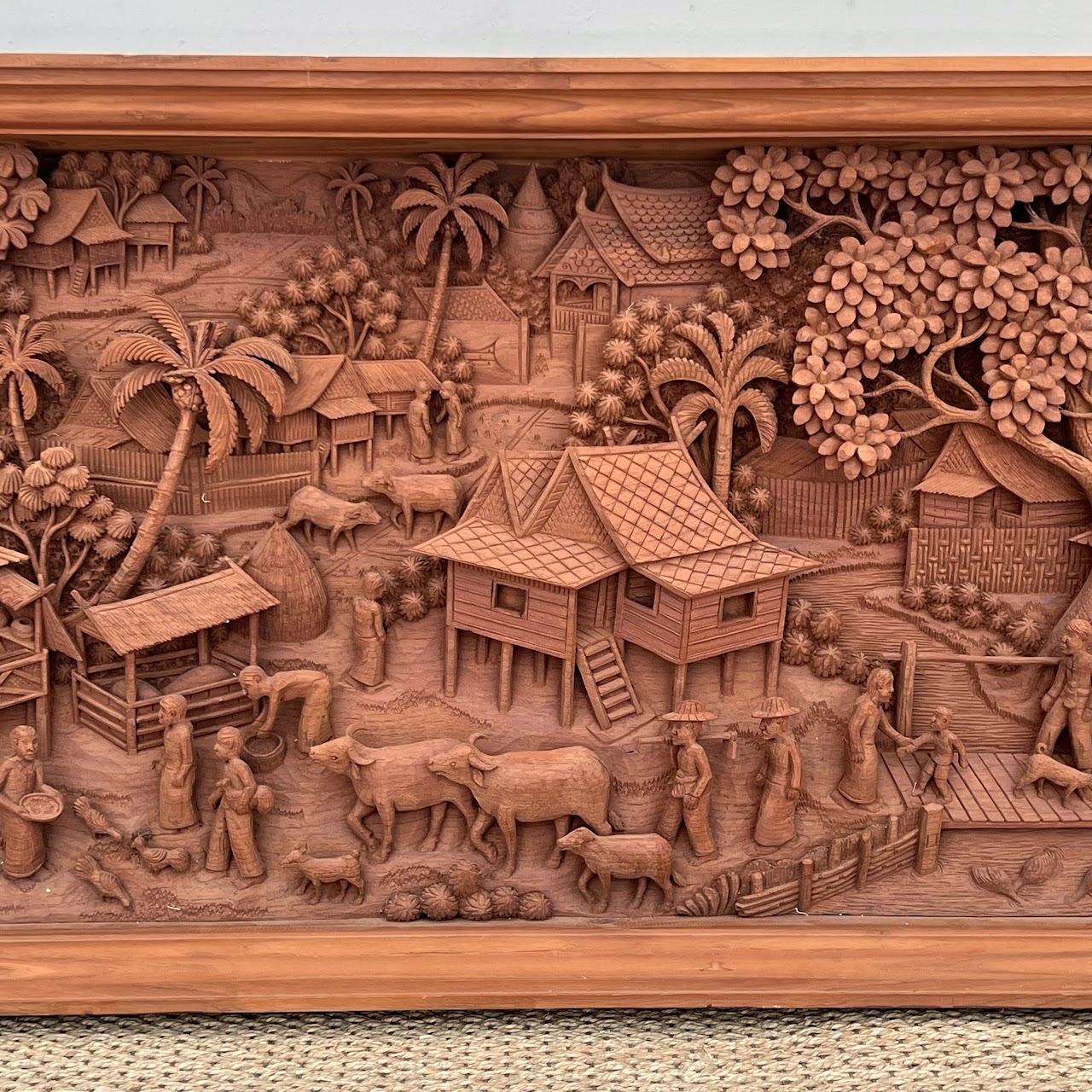 Filipino Teak Three-Dimensional Large Scale Wood Carving