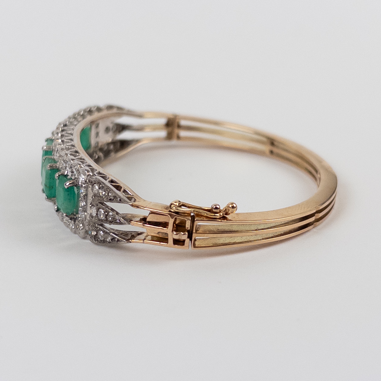 14K Gold, Emerald and Diamond Bracelet