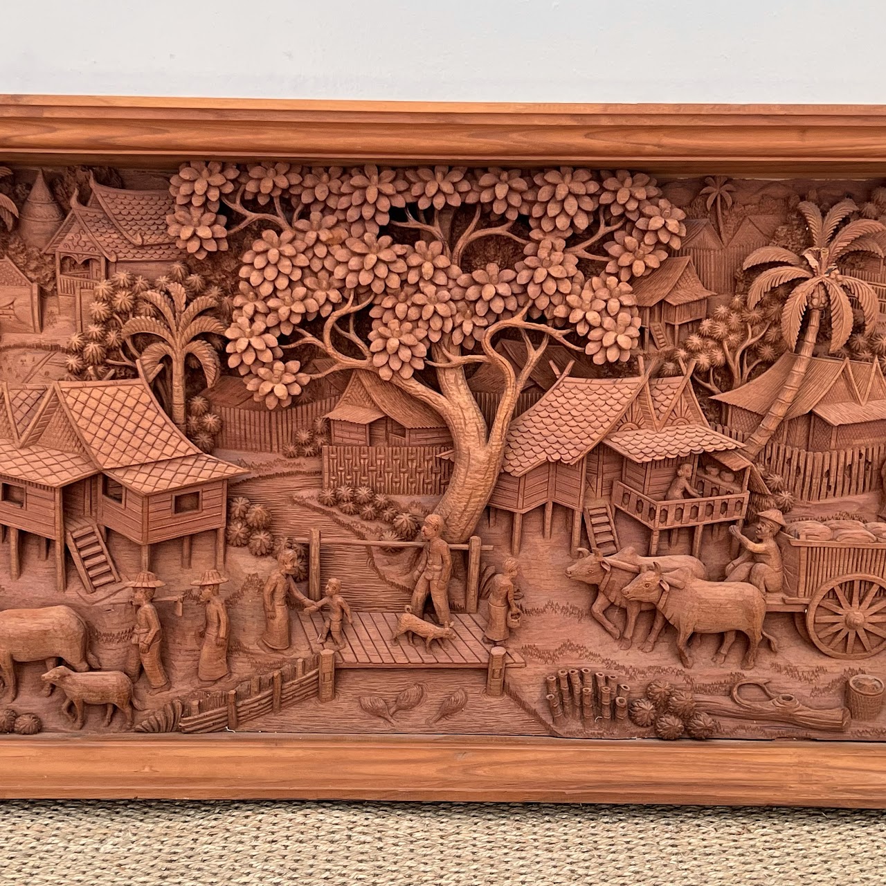 Filipino Teak Three-Dimensional Large Scale Wood Carving