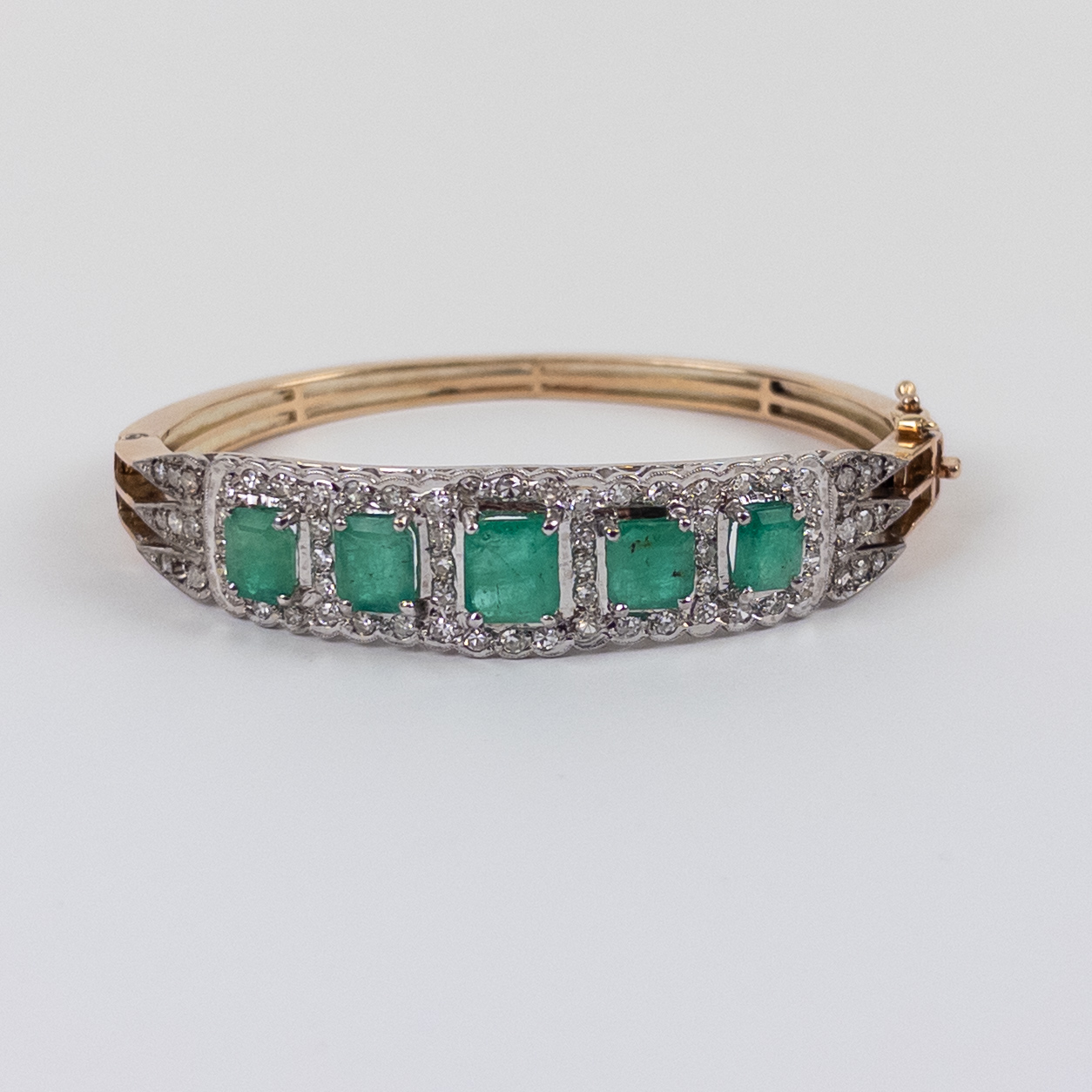 14K Gold, Emerald and Diamond Bracelet