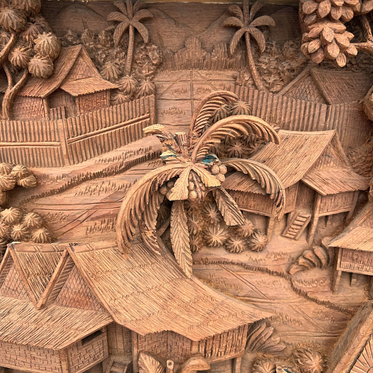 Filipino Teak Three-Dimensional Large Scale Wood Carving