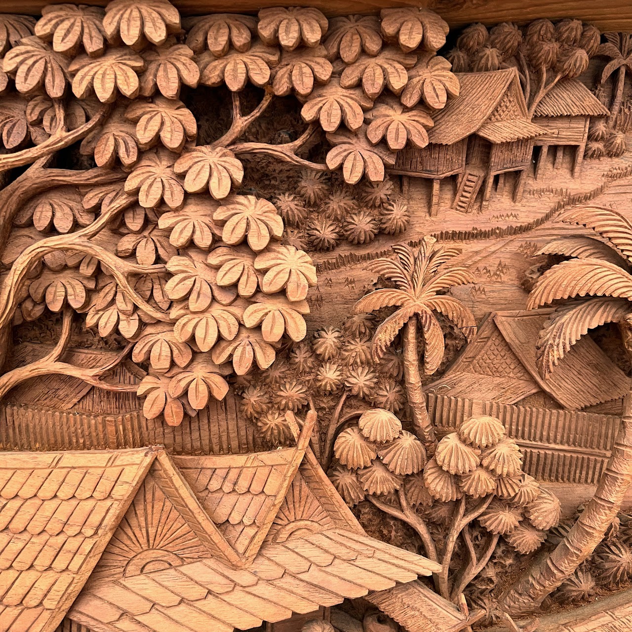 Filipino Teak Three-Dimensional Large Scale Wood Carving