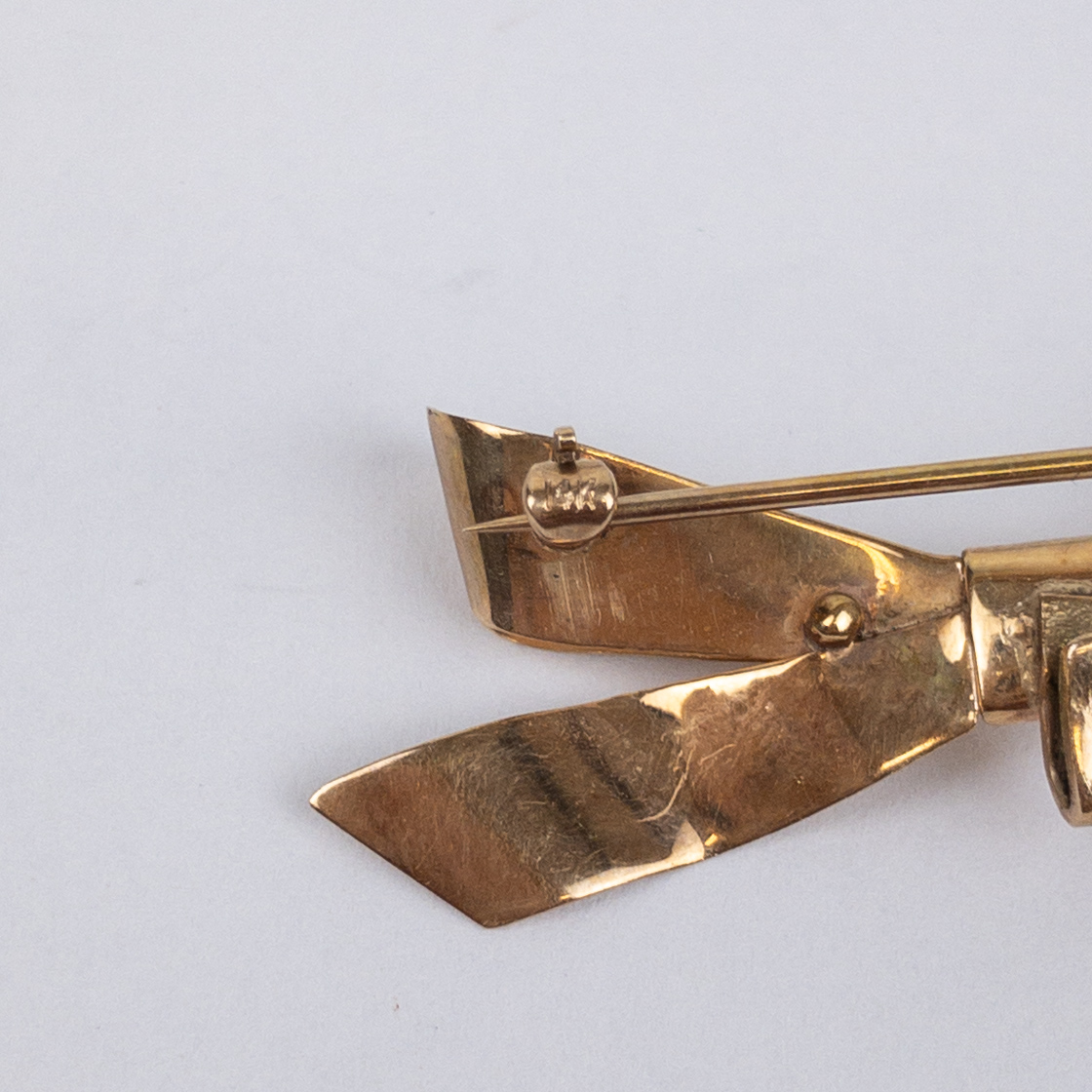 14K Gold Bow Brooch