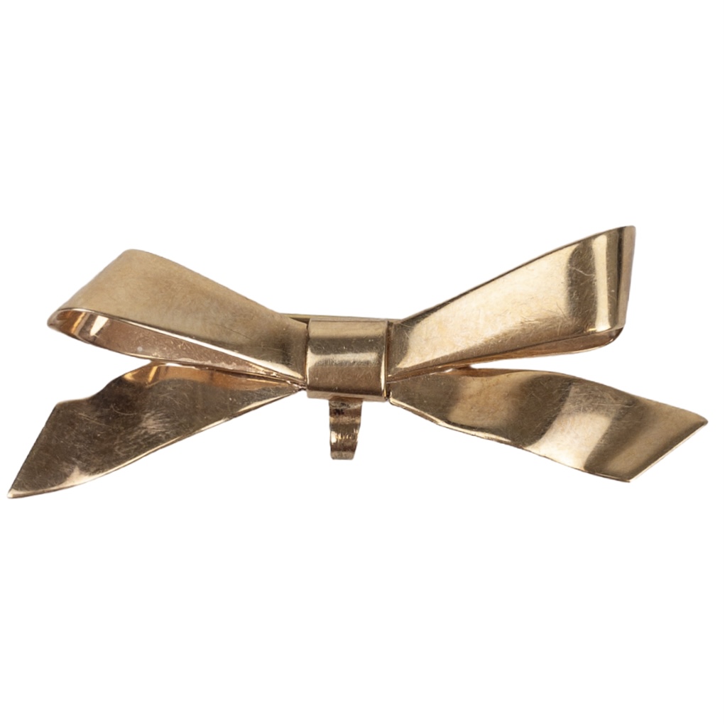 14K Gold Bow Brooch