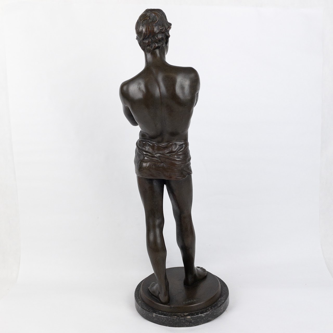 Leonardi Signed Bronze Standing Man Statue On Marble Base