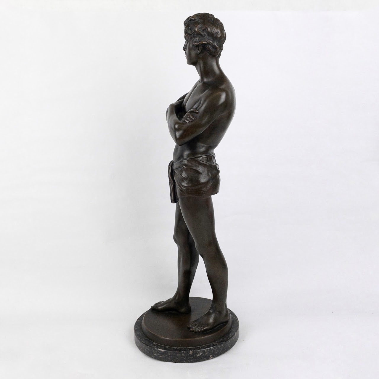 Leonardi Signed Bronze Standing Man Statue On Marble Base