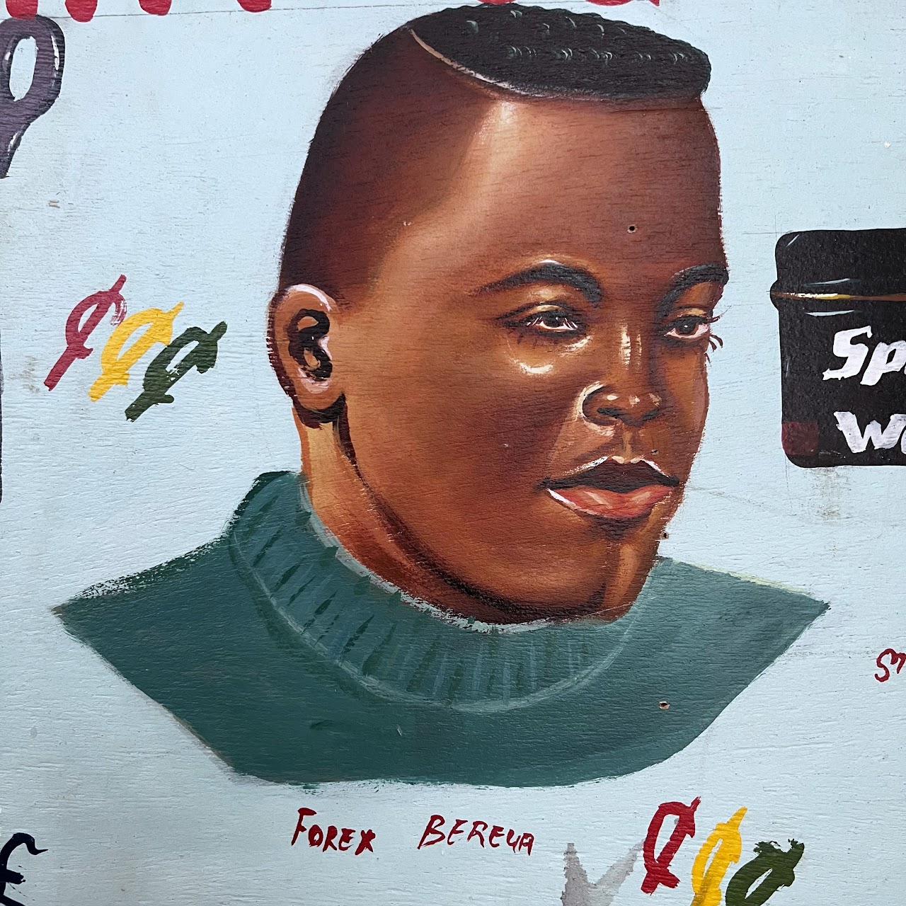 Ghanaian Vintage Hand-Painted Barber Shop Sign