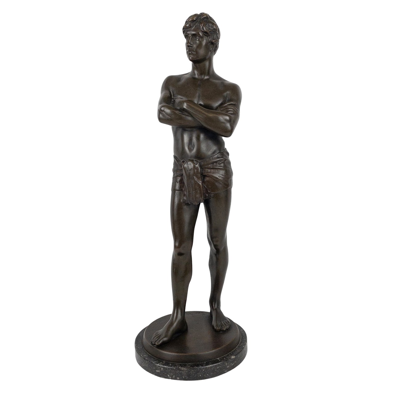 Leonardi Signed Bronze Standing Man Statue On Marble Base