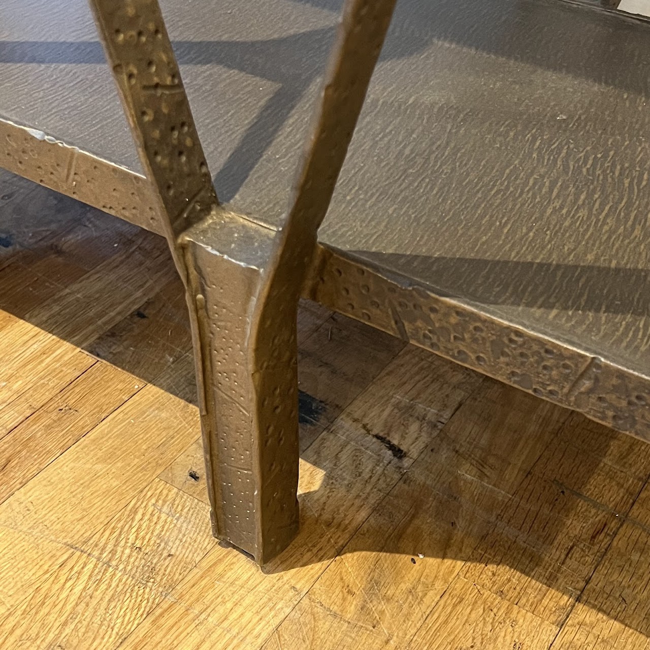 Hammered Bronze Geometric Console Table