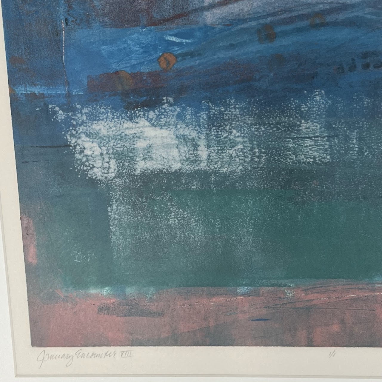 Anne Raymond 'January Encounter  VIII' Signed Contemporary Abstract Monotype