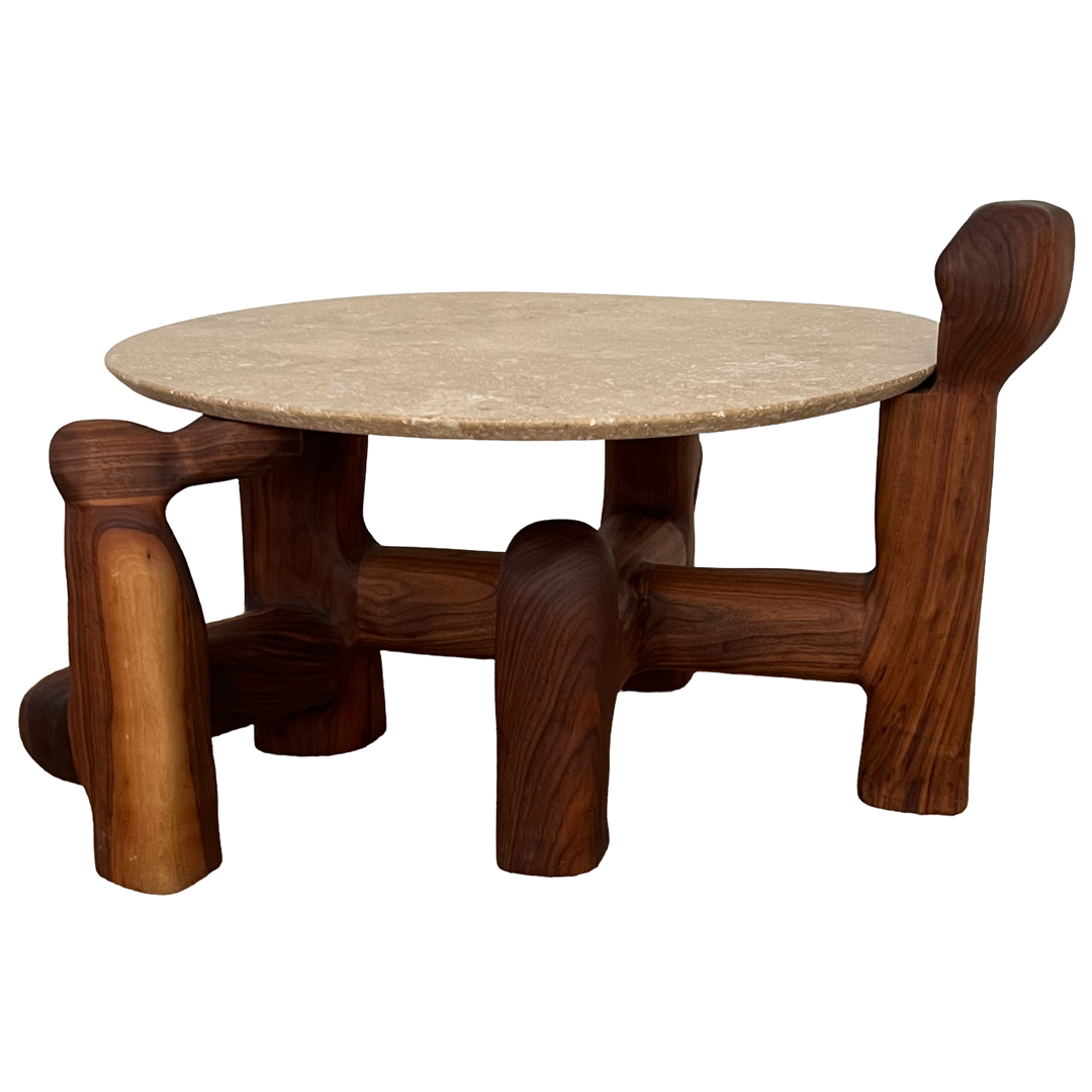 Casey McCafferty Byzantium Oiled Walnut and Stone Sculptural Side Table