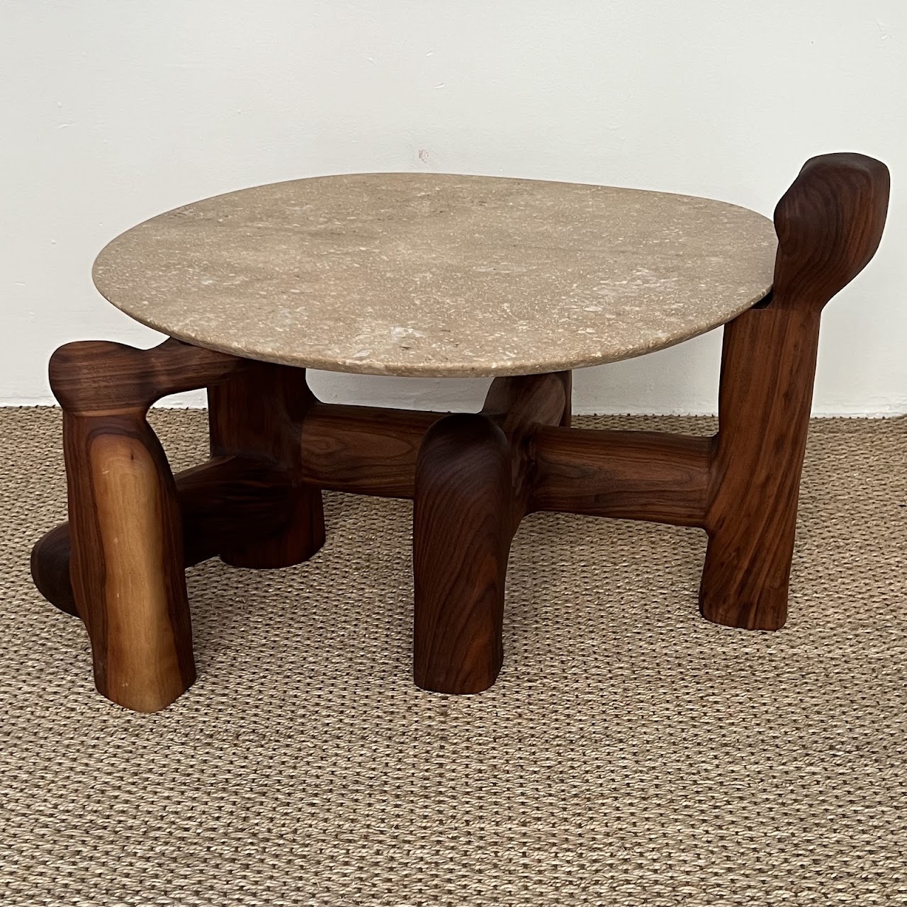 Casey McCafferty Byzantium Oiled Walnut and Stone Sculptural Side Table