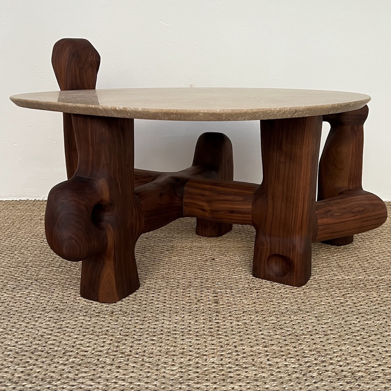 Casey McCafferty Byzantium Oiled Walnut and Stone Sculptural Side Table