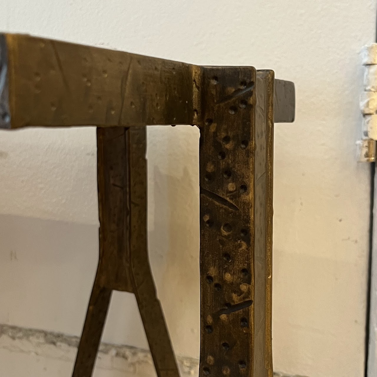 Hammered Bronze Geometric Console Table