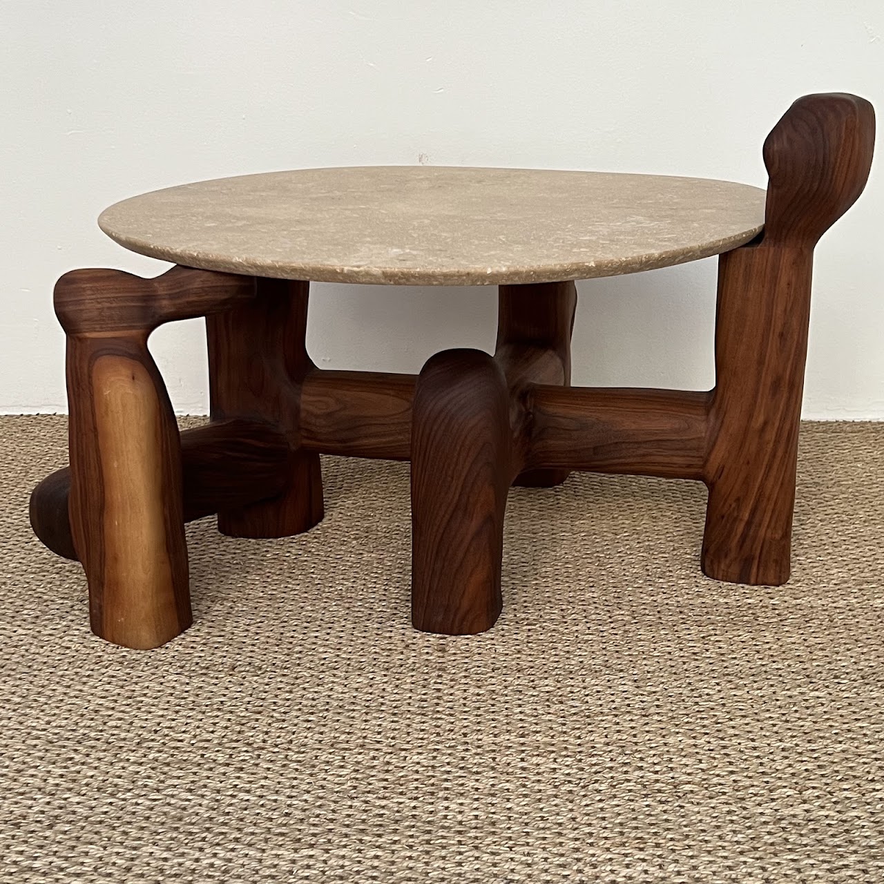 Casey McCafferty Byzantium Oiled Walnut and Stone Sculptural Side Table