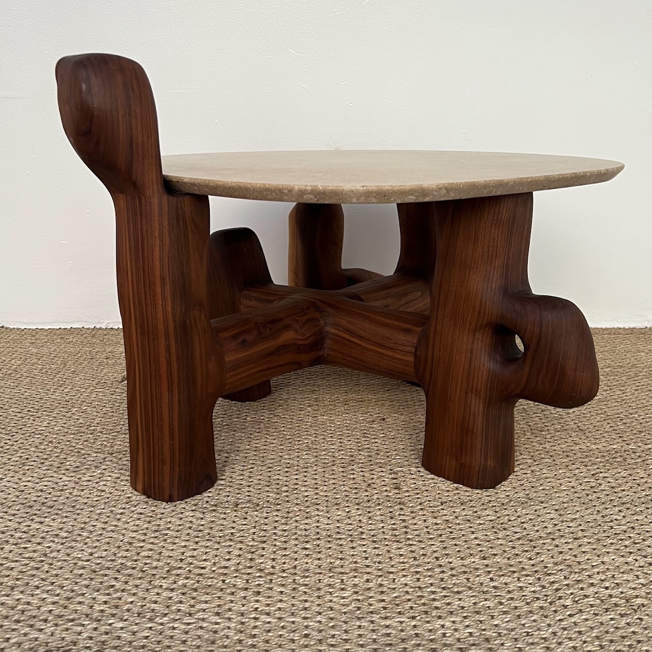 Casey McCafferty Byzantium Oiled Walnut and Stone Sculptural Side Table