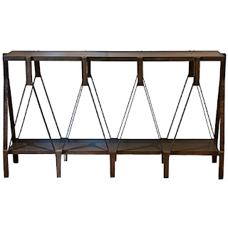 Hammered Bronze Geometric Console Table