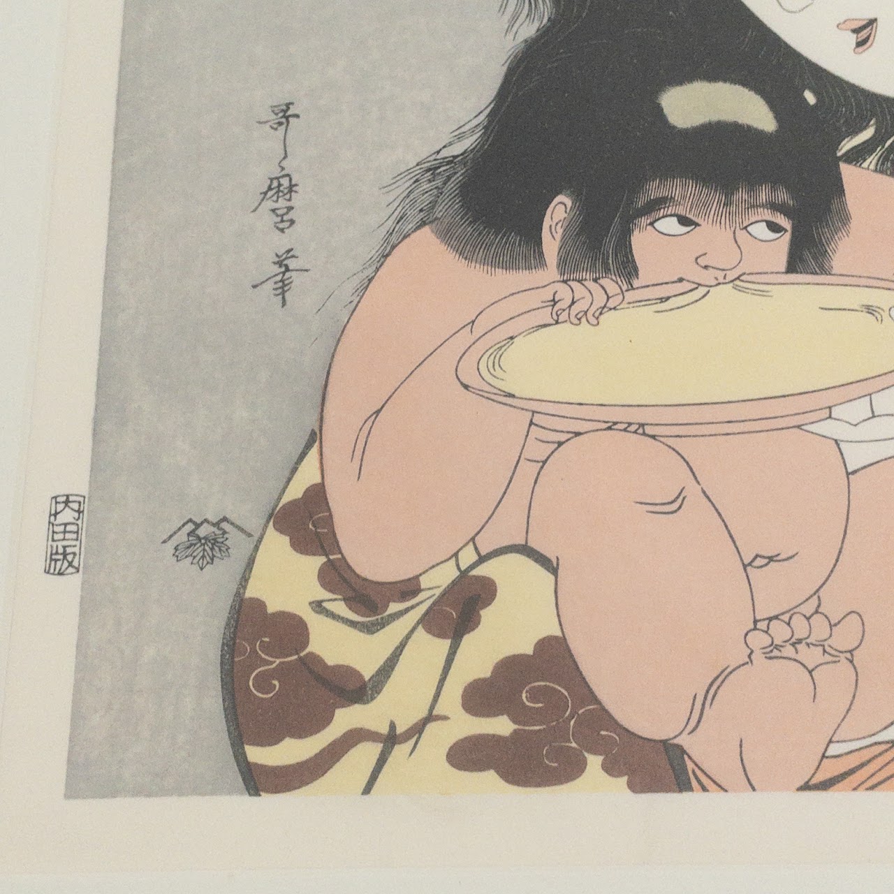 Kitagawa Utamaro 'Yamauba Treats Kintarō' Woodblock Print