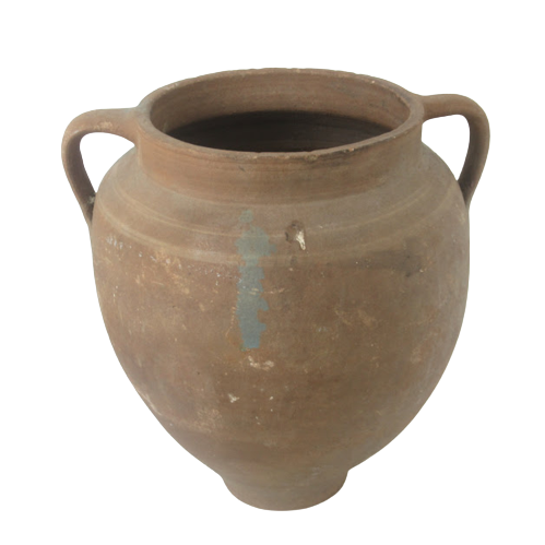 Large Rustic Clay Pottery Handled Urn