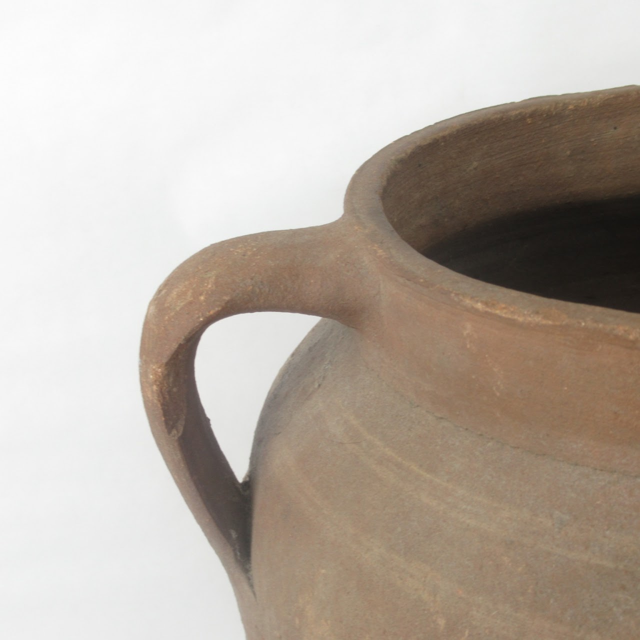 Large Rustic Clay Pottery Handled Urn