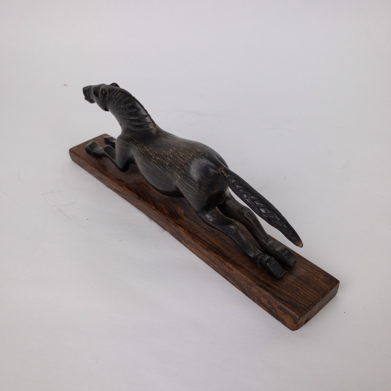 Ebony & Rosewood Racing Horse Carved Figurine