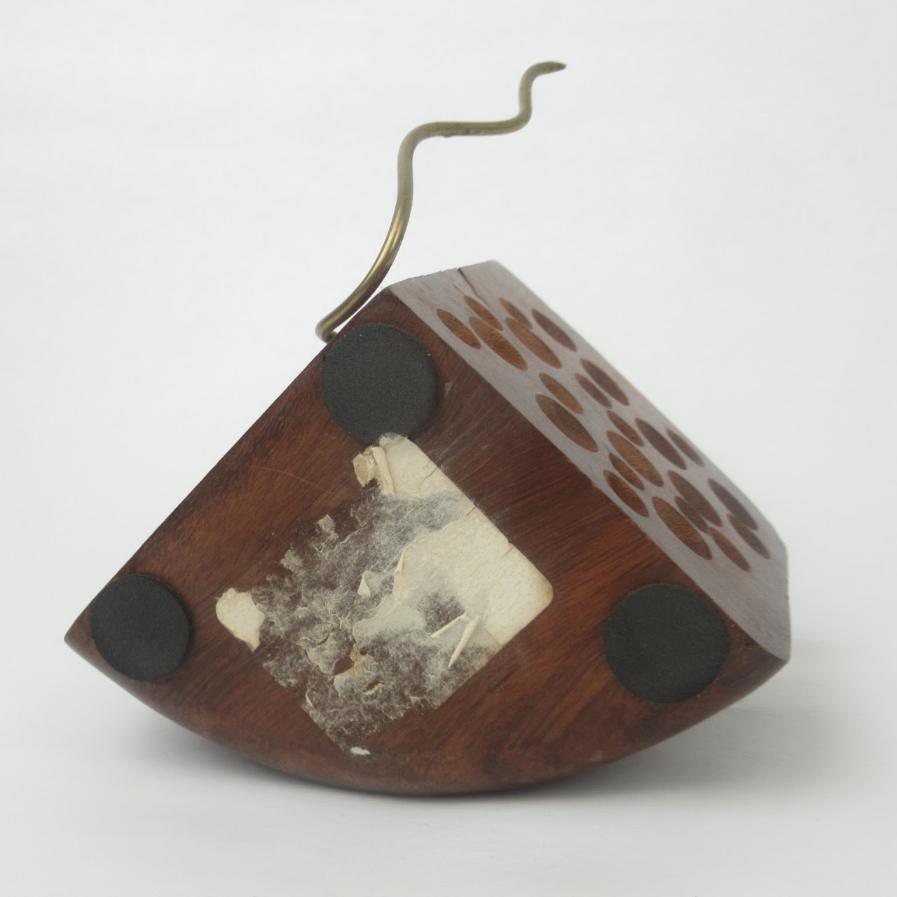 Brass Mouse On Wood Cheese Sculpture