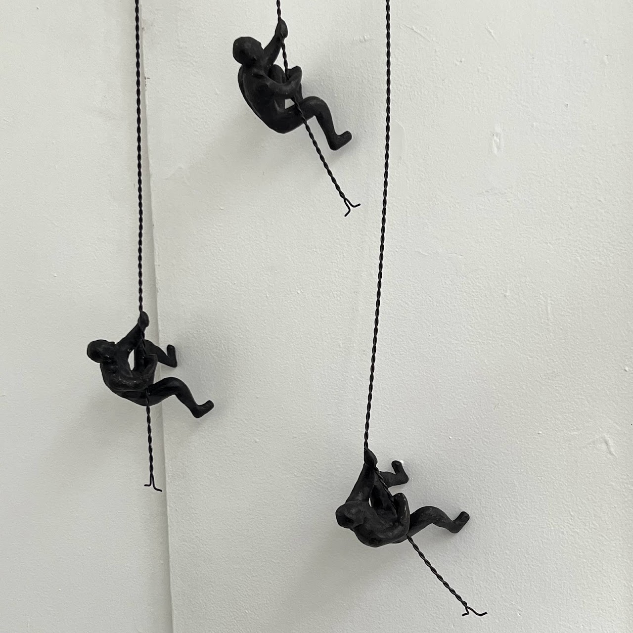 Bronze Climbing Man Wall Mounted Sculpture Trio