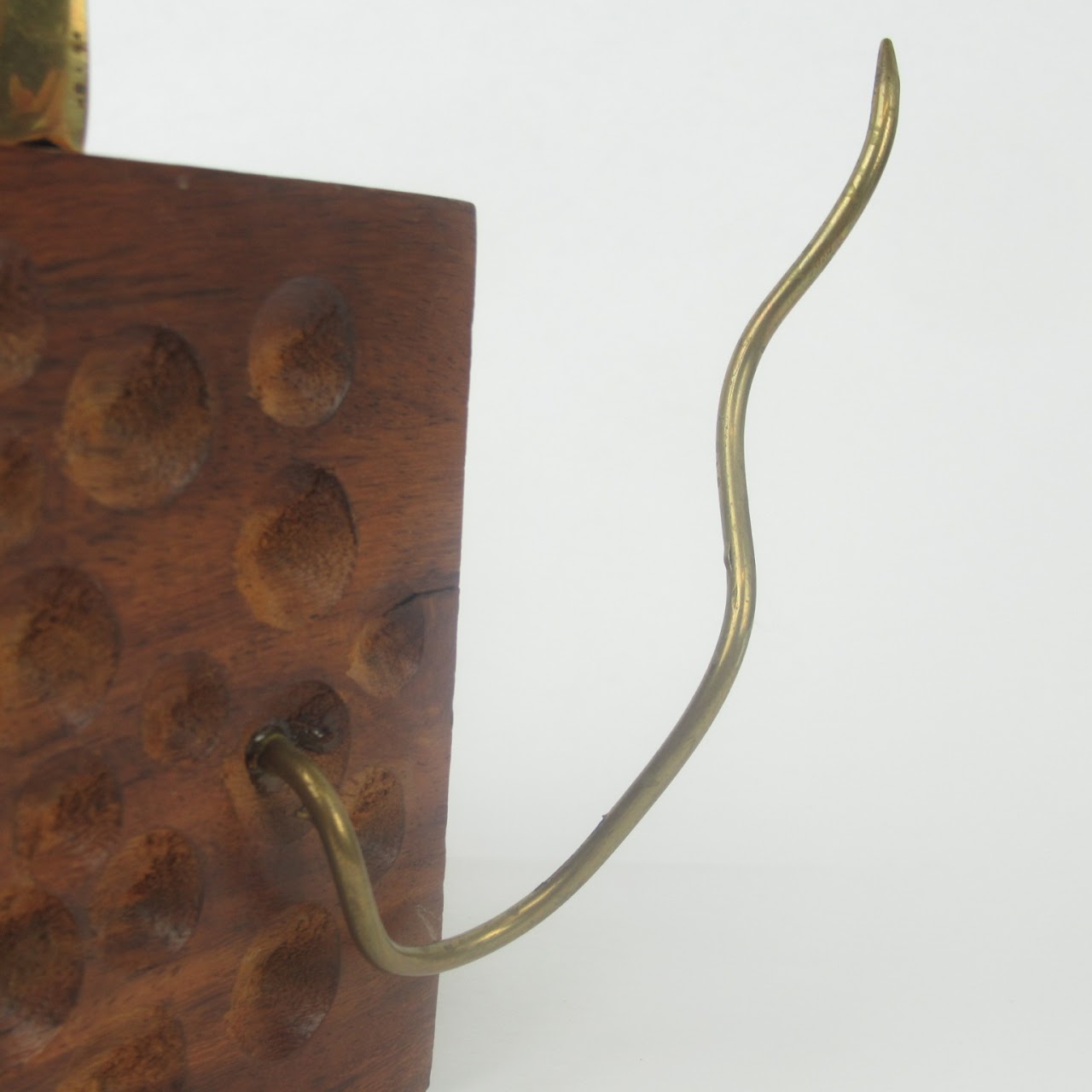 Brass Mouse On Wood Cheese Sculpture