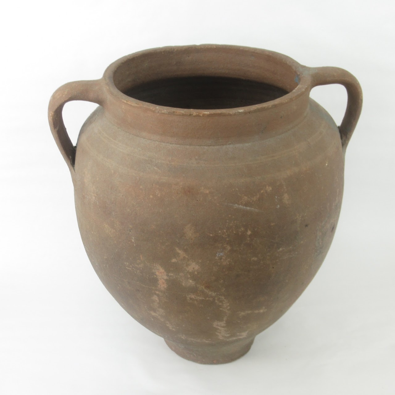 Large Rustic Clay Pottery Handled Urn