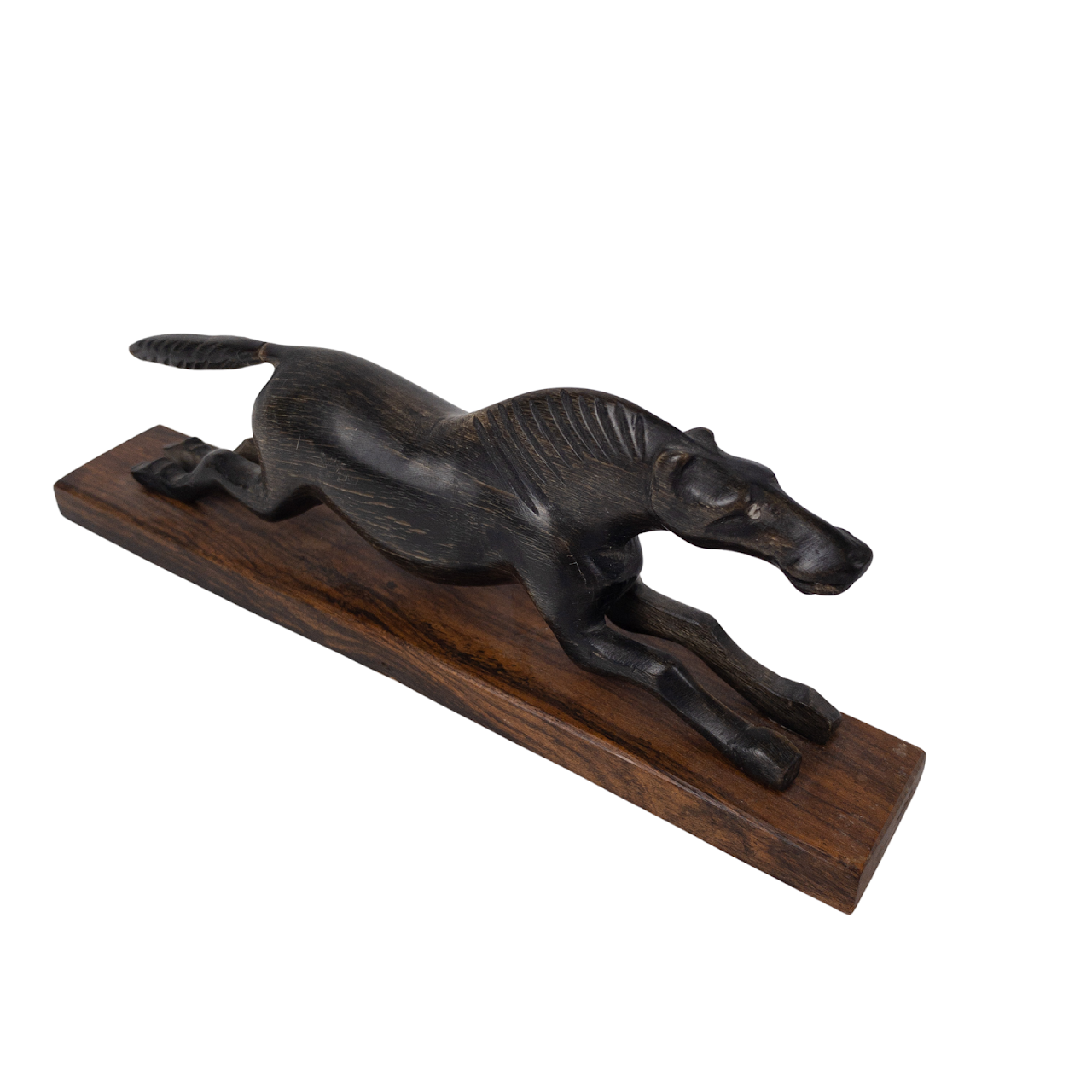 Ebony & Rosewood Racing Horse Carved Figurine