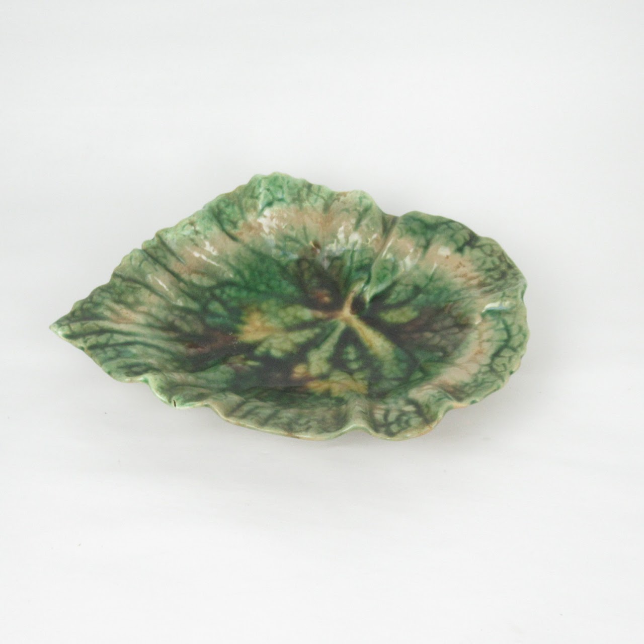 Etruscan Majolica Leaf Plate Trio