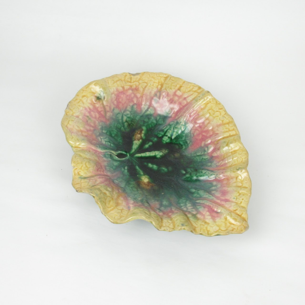 Etruscan Majolica Leaf Plate Trio