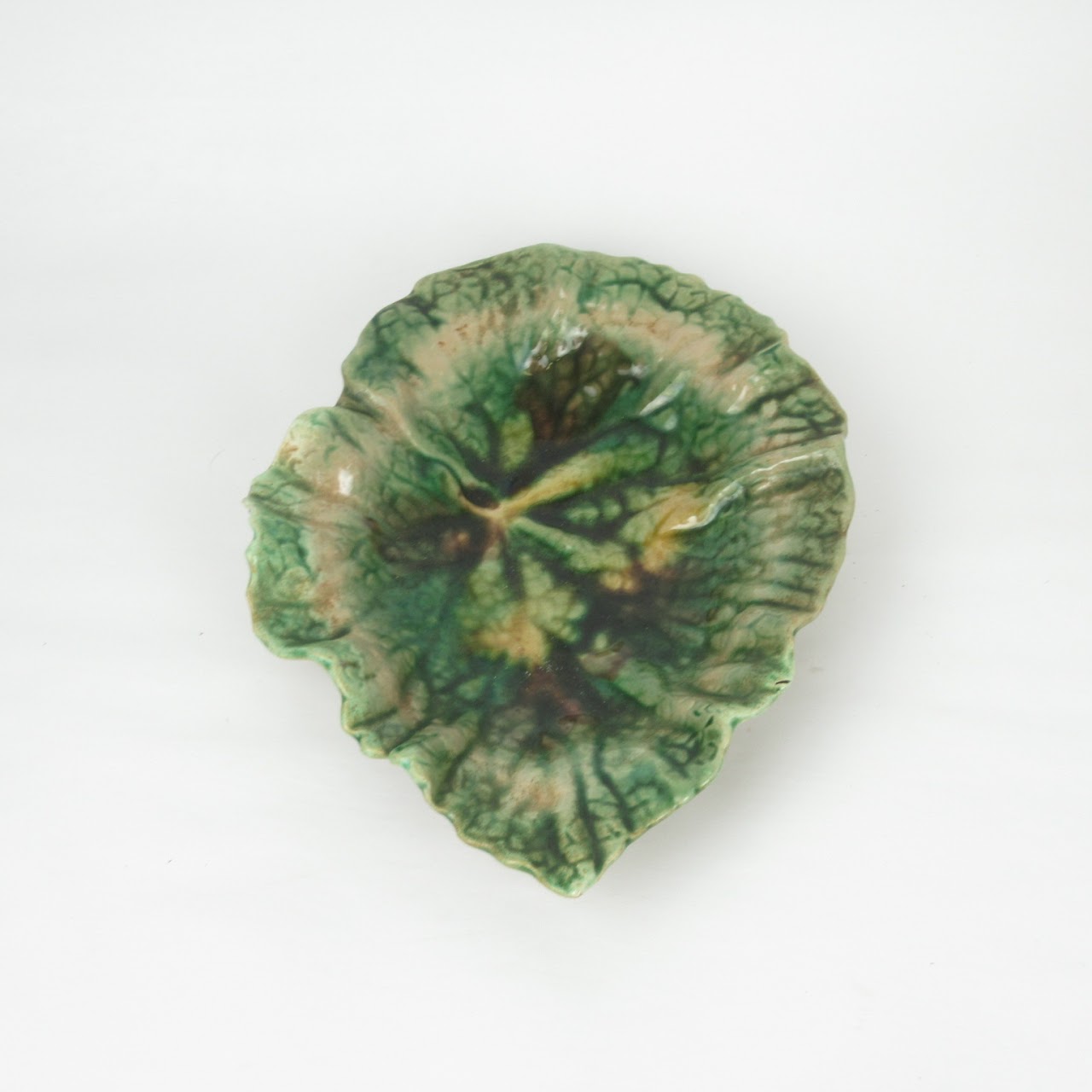 Etruscan Majolica Leaf Plate Trio