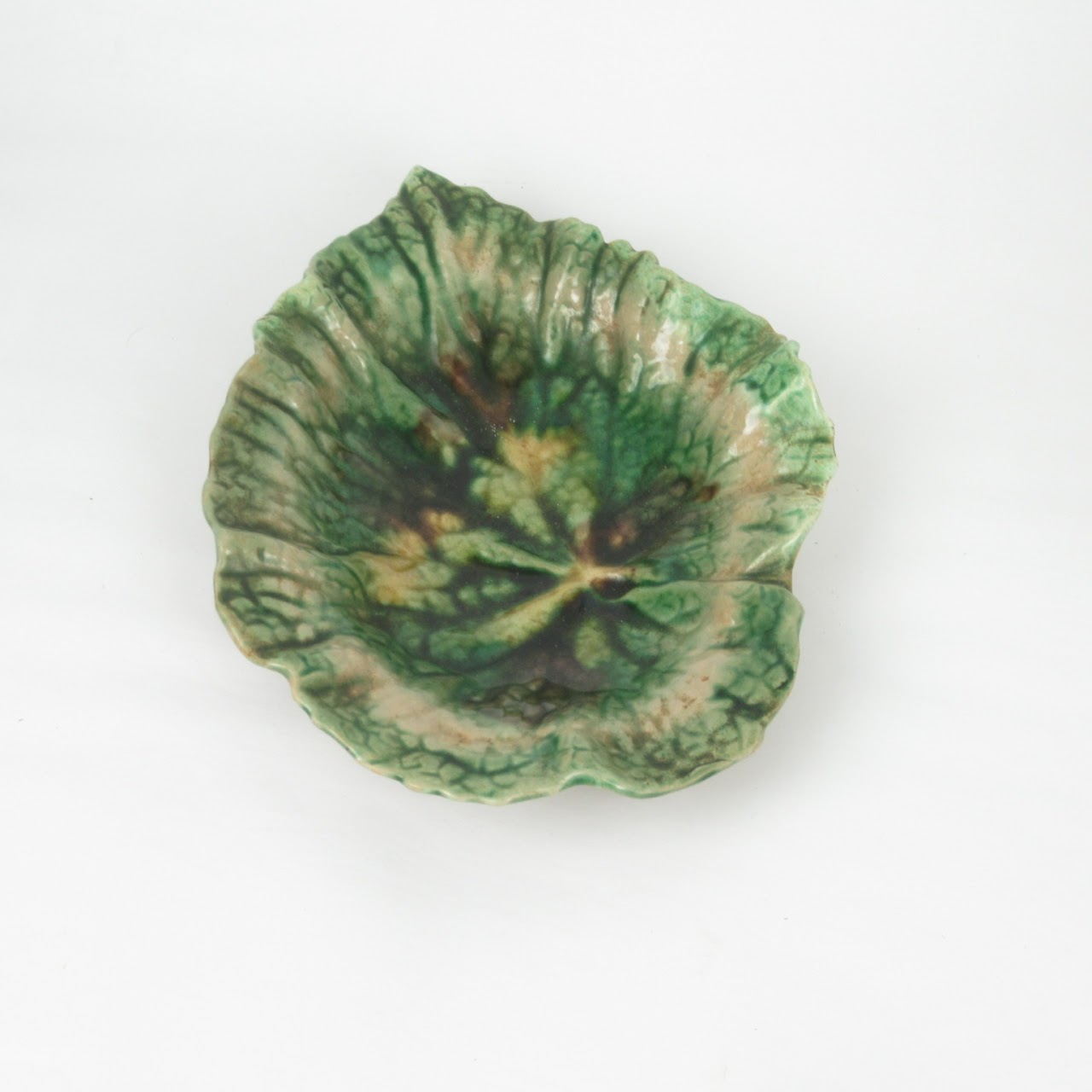 Etruscan Majolica Leaf Plate Trio