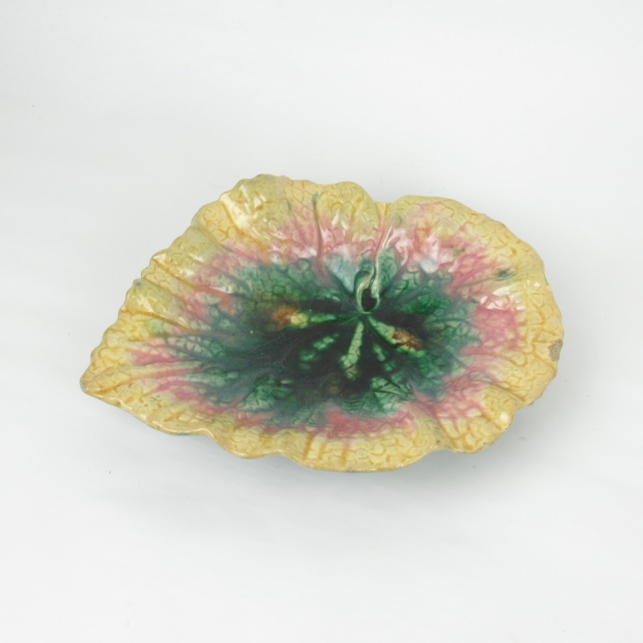 Etruscan Majolica Leaf Plate Trio