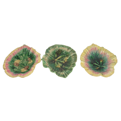 Etruscan Majolica Leaf Plate Trio