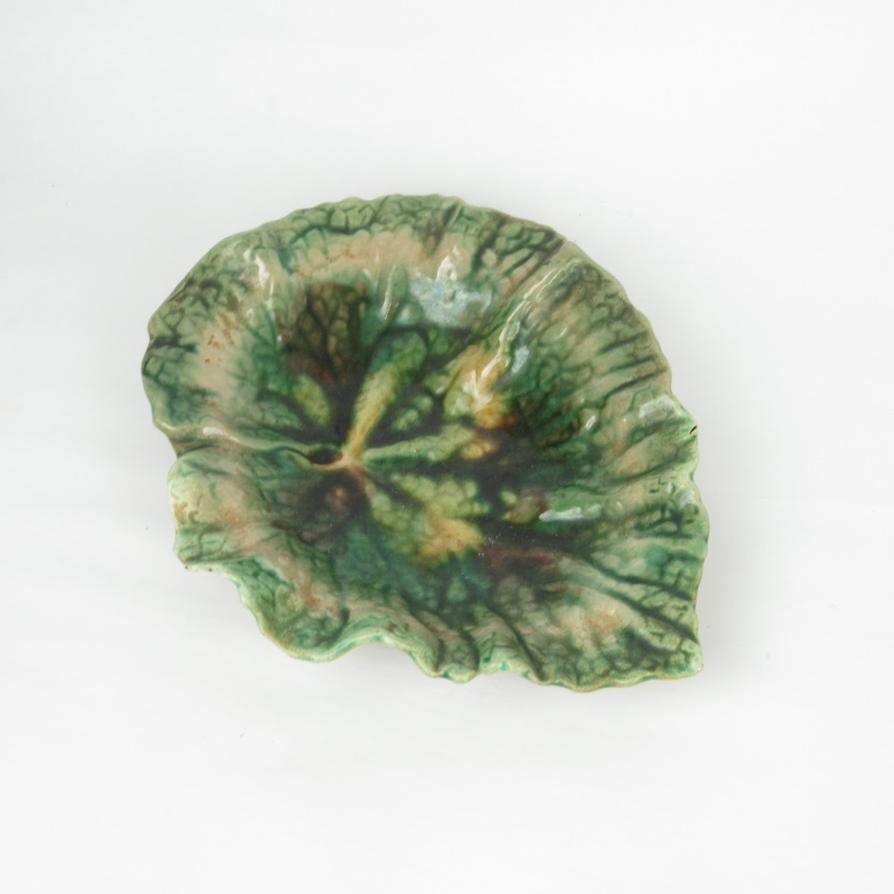 Etruscan Majolica Leaf Plate Trio