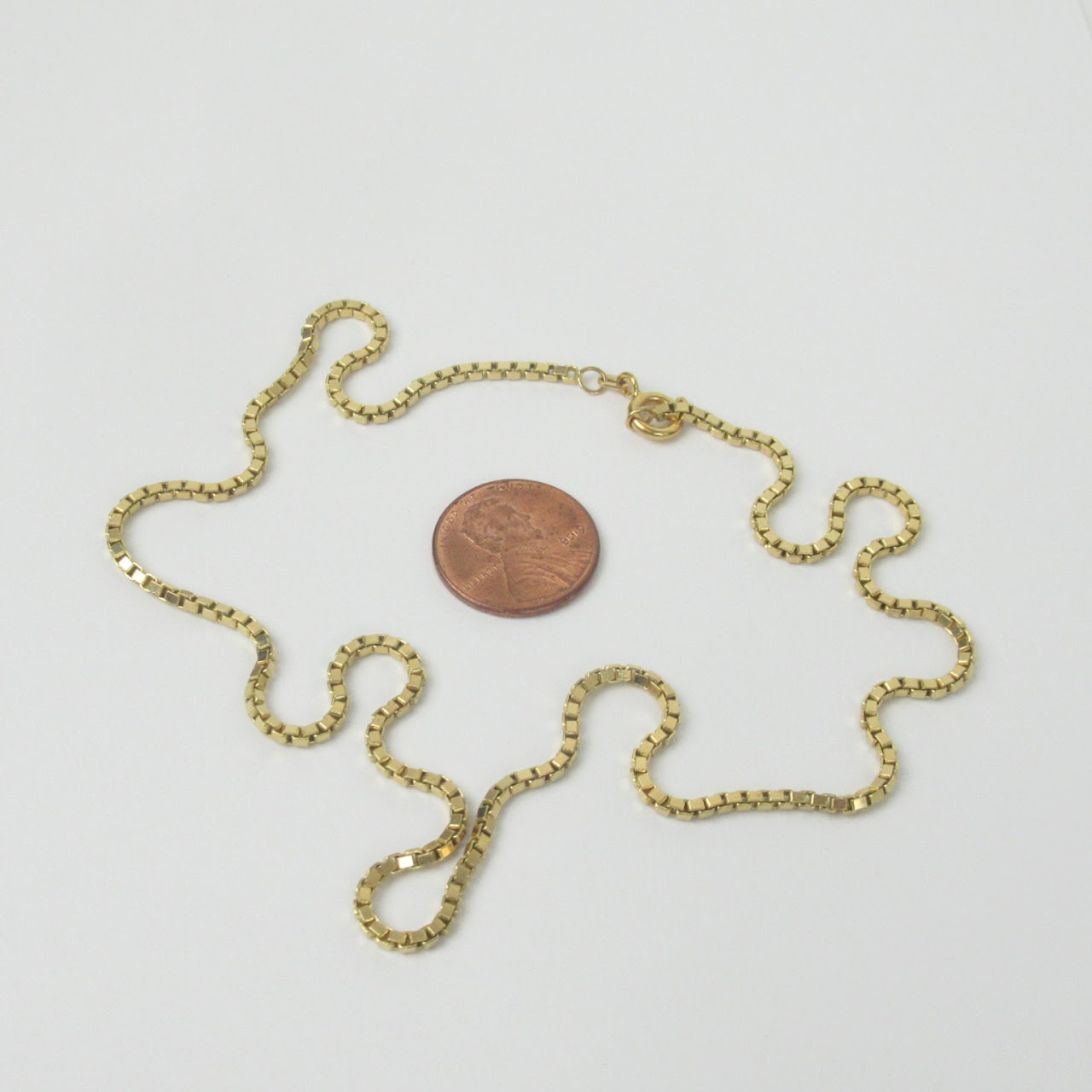 14K Gold Box Chain Necklace