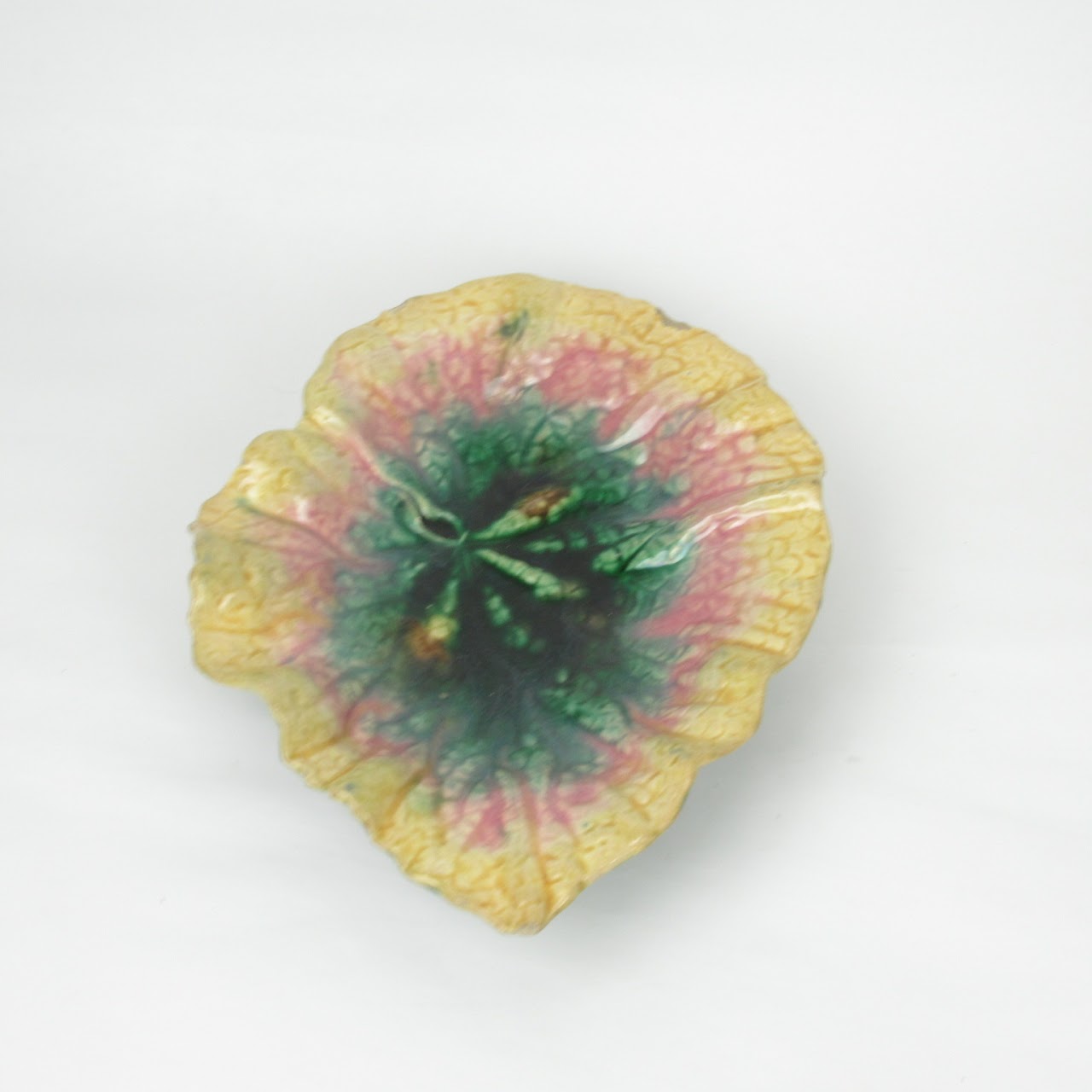 Etruscan Majolica Leaf Plate Trio