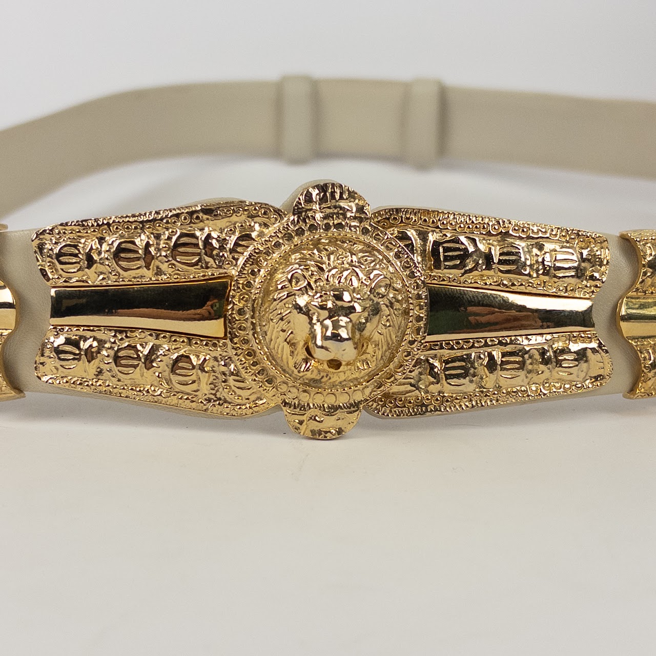 Judith Lieber for Saks Fifth Avenue Vintage Lion's Head Buckle Belt