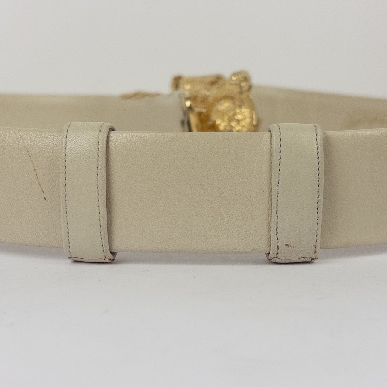 Judith Lieber for Saks Fifth Avenue Vintage Lion's Head Buckle Belt