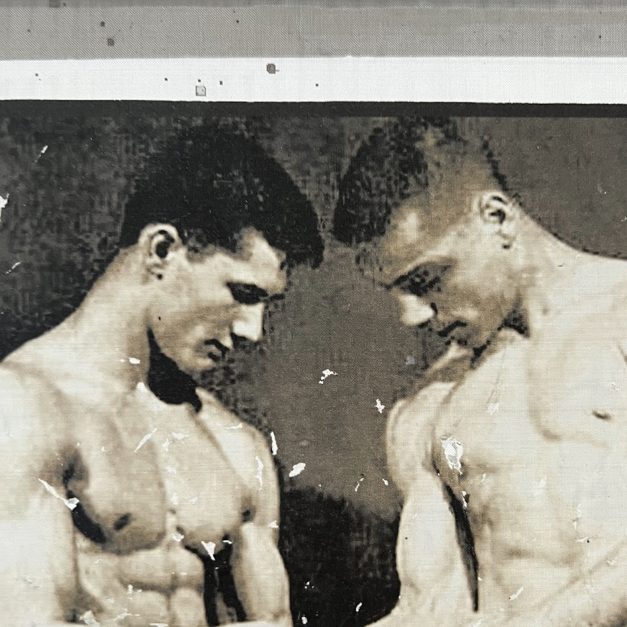 Vintage Bodybuilder Photograph Print and Mixed Media Artwork Pair